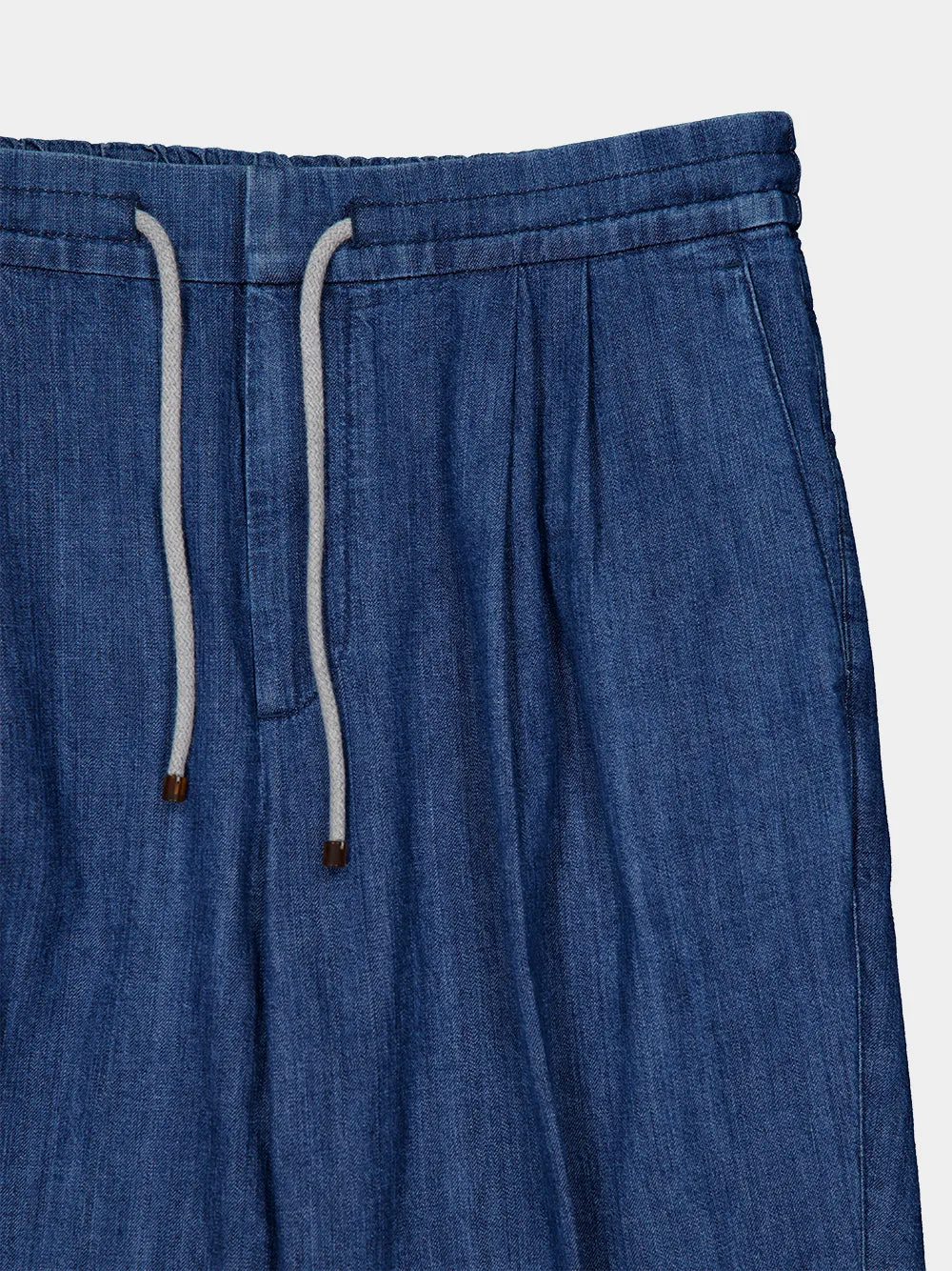 Lightweight Denim Drawstring Trousers sold by Fashion Clinic product image thumbnail 5