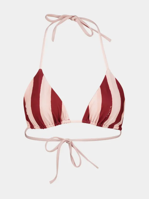 Red and Pink Pequin Triangle Bikini Top made by Fendi