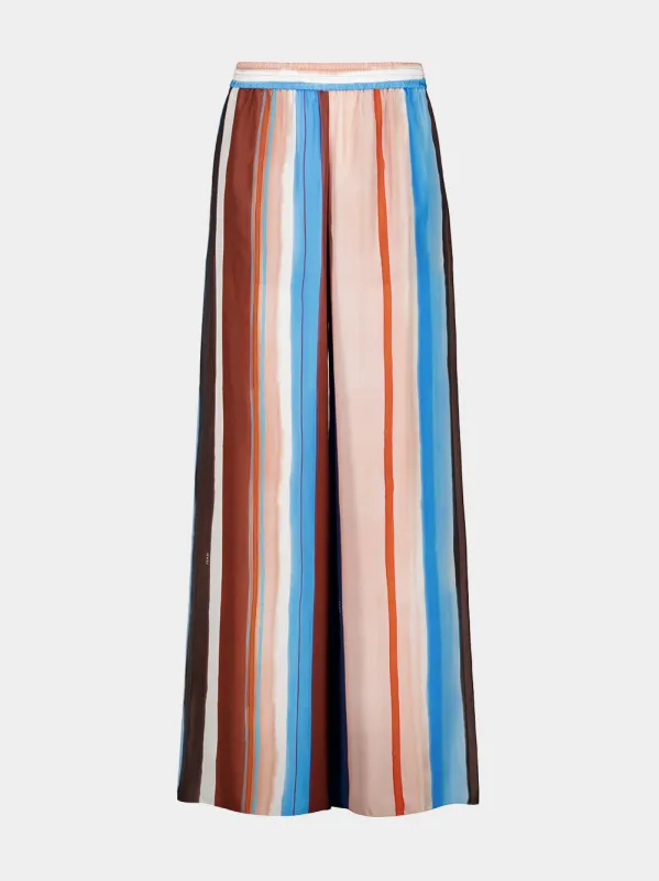 Multicolour Striped Silk Trousers made by Fendi