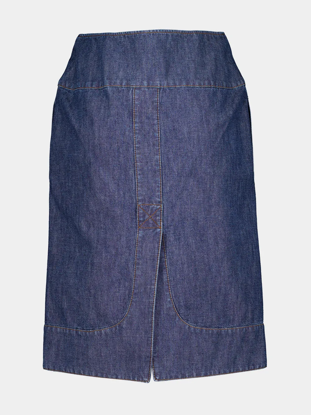 Blue Denim Zip-Front Midi Skirt sold by Fashion Clinic product image thumbnail 3