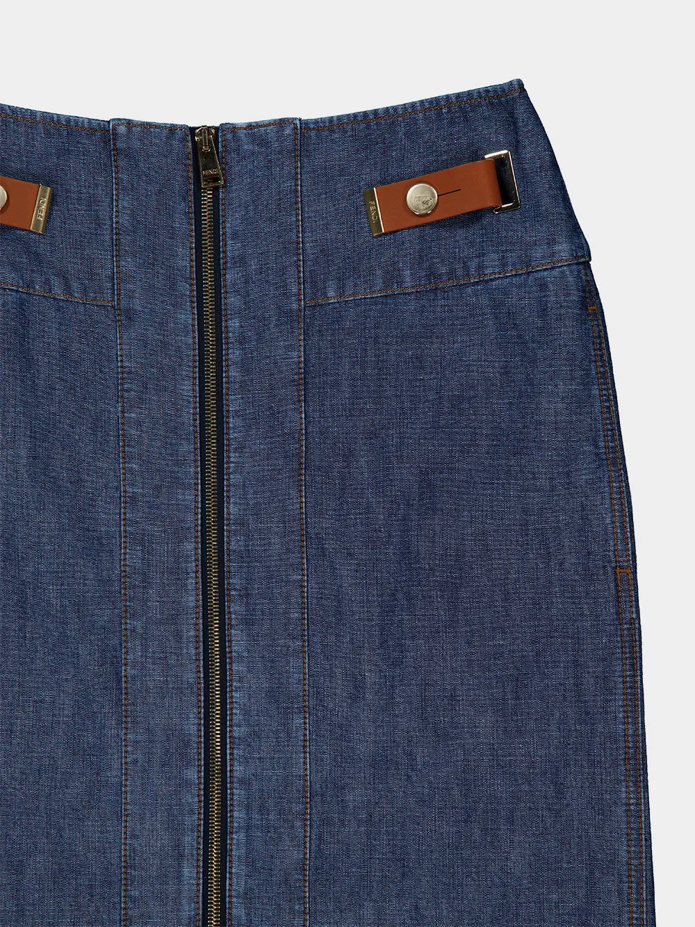 Blue Denim Zip-Front Midi Skirt sold by Fashion Clinic product image thumbnail 4