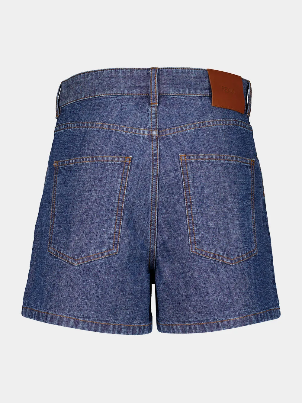 Navy Blue FF Chambray Denim Shorts sold by Fashion Clinic product image thumbnail 2