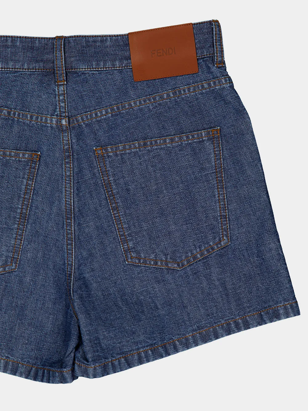 Navy Blue FF Chambray Denim Shorts sold by Fashion Clinic product image thumbnail 4