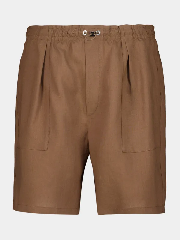 Light Brown Linen Bermuda Shorts made by Fendi