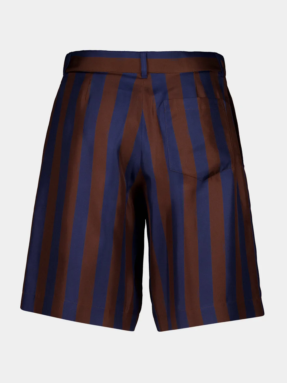 Navy Blue and Brown Pequin Silk Shorts sold by Fashion Clinic product image thumbnail 3