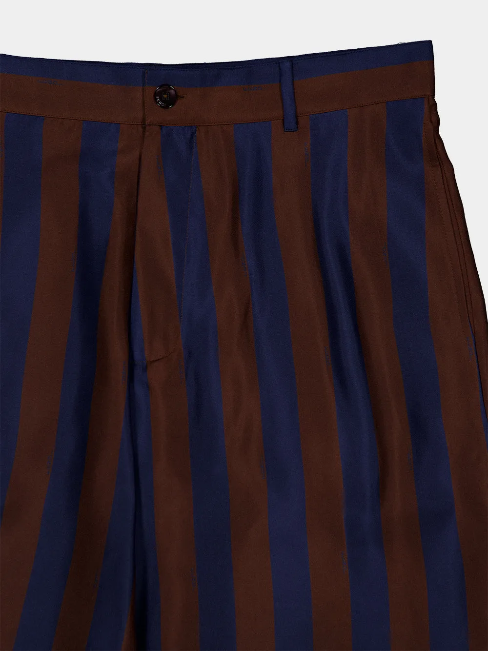 Navy Blue and Brown Pequin Silk Shorts sold by Fashion Clinic product image thumbnail 4