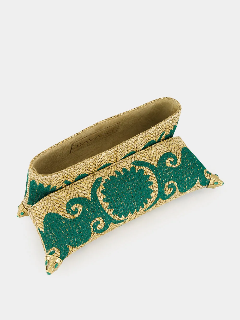 Felicity Green Embroidered Straw Clutch sold by Fashion Clinic product image thumbnail 3