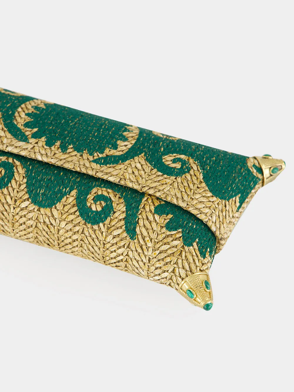 Felicity Green Embroidered Straw Clutch sold by Fashion Clinic product image thumbnail 4