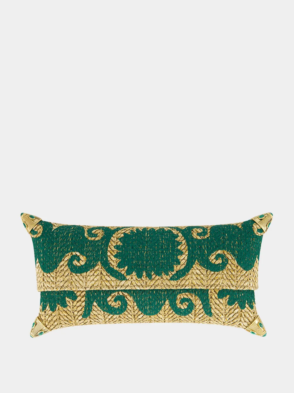 Felicity Green Embroidered Straw Clutch sold by Fashion Clinic