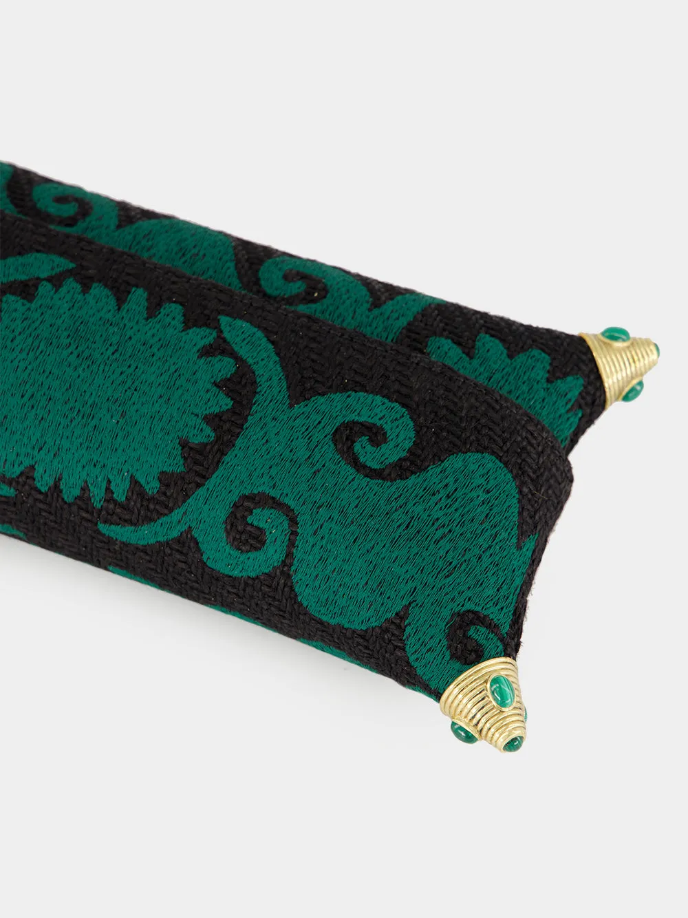 Felicity Black and Green Embroidered Jute Clutch sold by Fashion Clinic product image thumbnail 4
