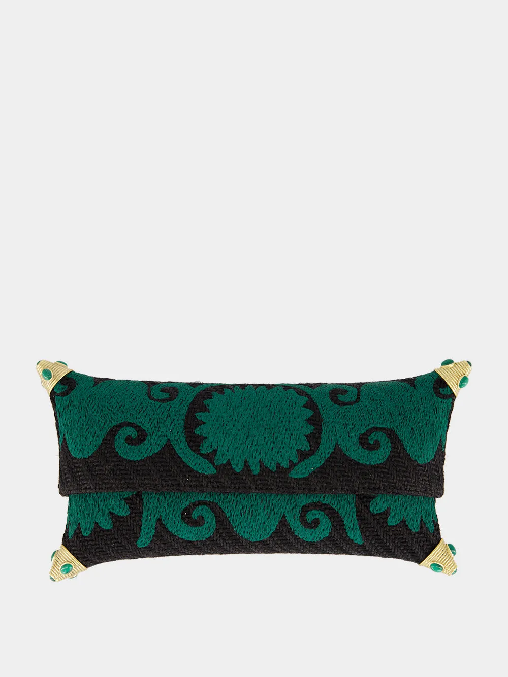 Felicity Black and Green Embroidered Jute Clutch sold by Fashion Clinic product image thumbnail 2