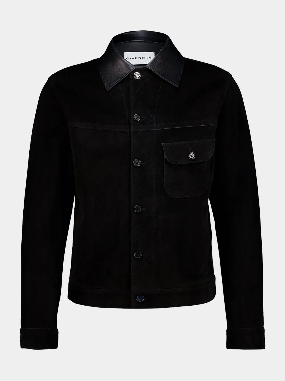 Black Suede Buttoned Jacket sold by Fashion Clinic