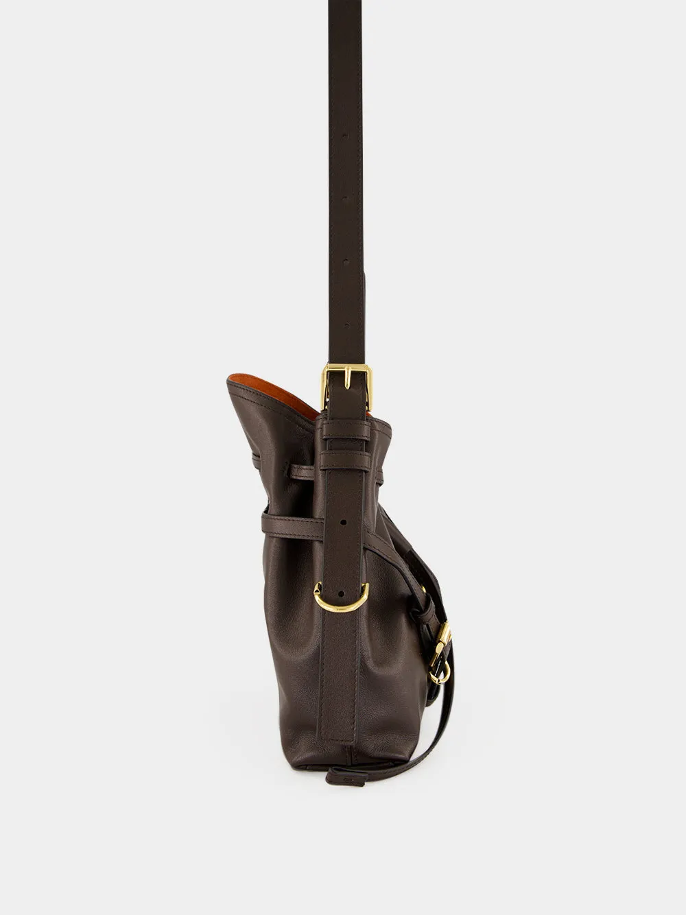 Chocolate Small Voyou Bucket Bag in Shiny Leather sold by Fashion Clinic product image thumbnail 4