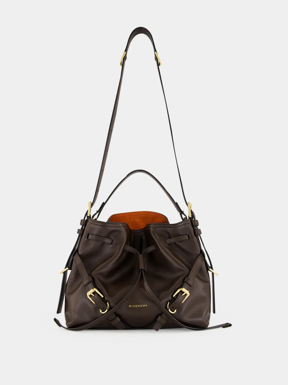 Chocolate Small Voyou Bucket Bag in Shiny Leather sold by Fashion Clinic product image thumbnail 2