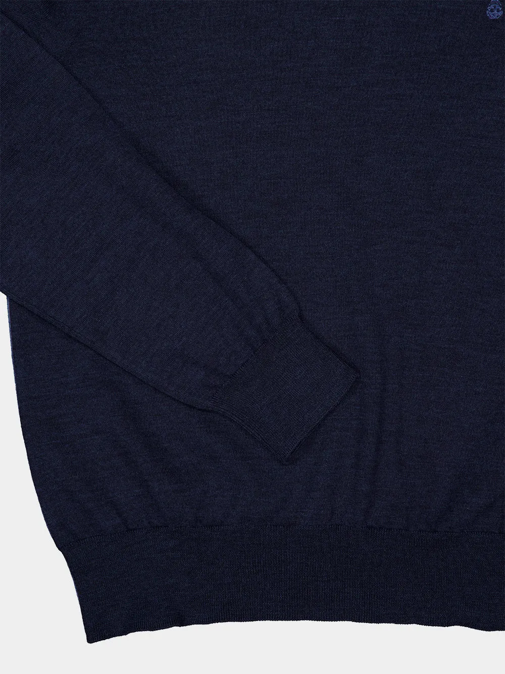 Indigo Wool Crew Neck Jumper sold by Fashion Clinic product image thumbnail 4