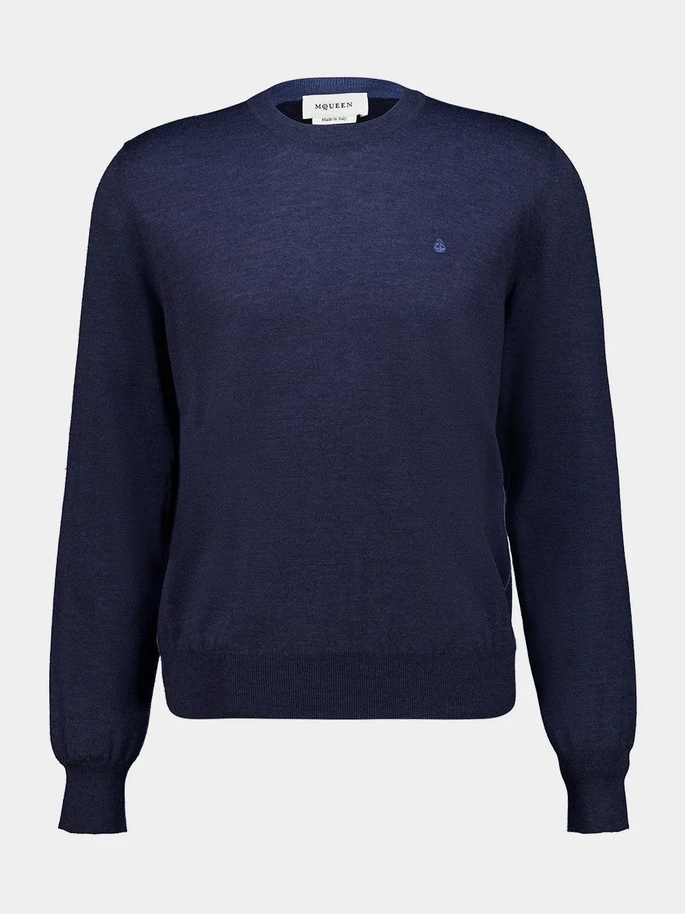 Indigo Wool Crew Neck Jumper sold by Fashion Clinic