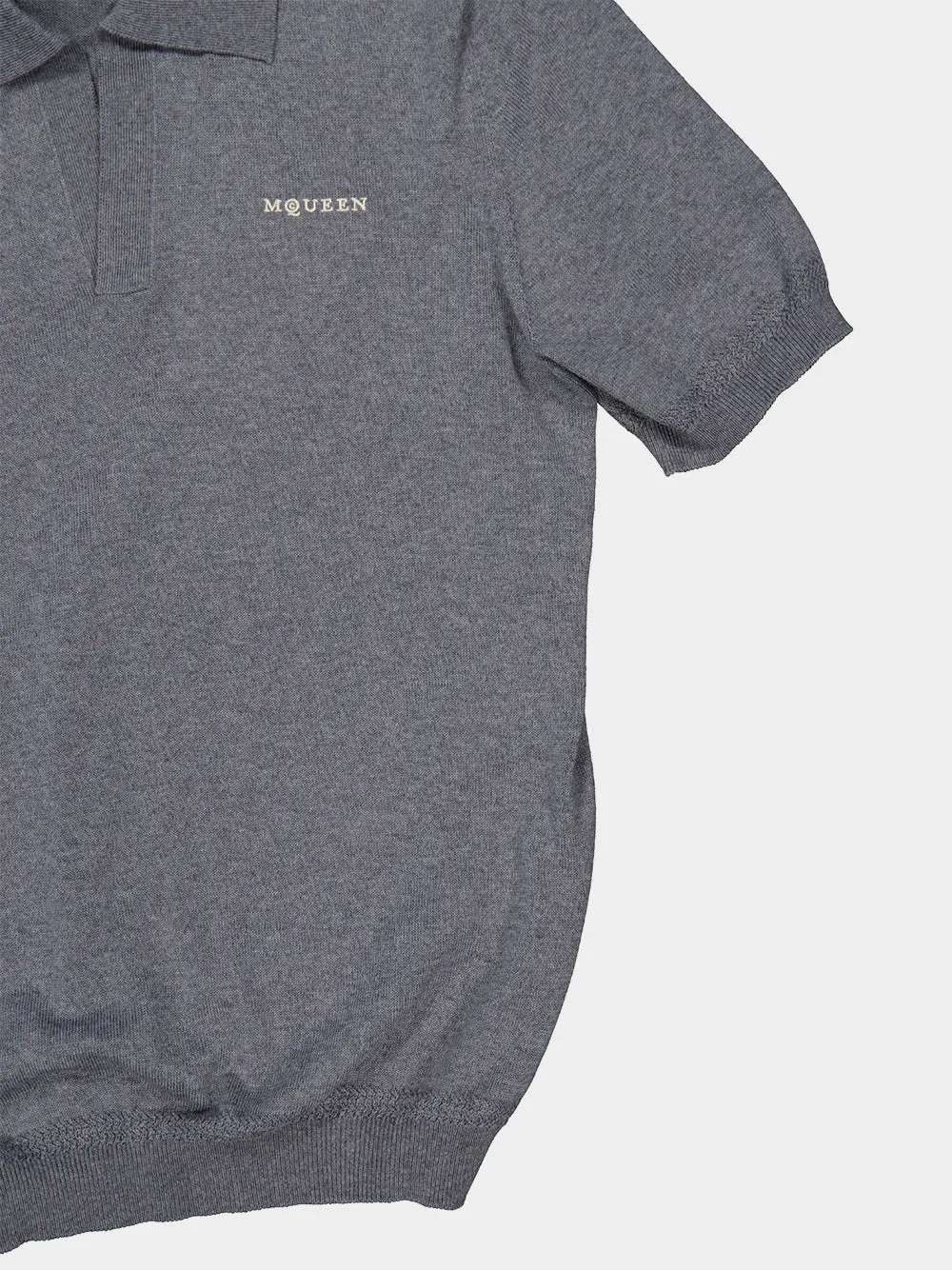 Grey Wool Short Sleeve Polo sold by Fashion Clinic product image thumbnail 4