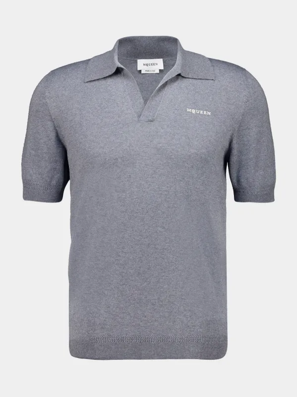 Grey Wool Short Sleeve Polo made by Alexander McQueen