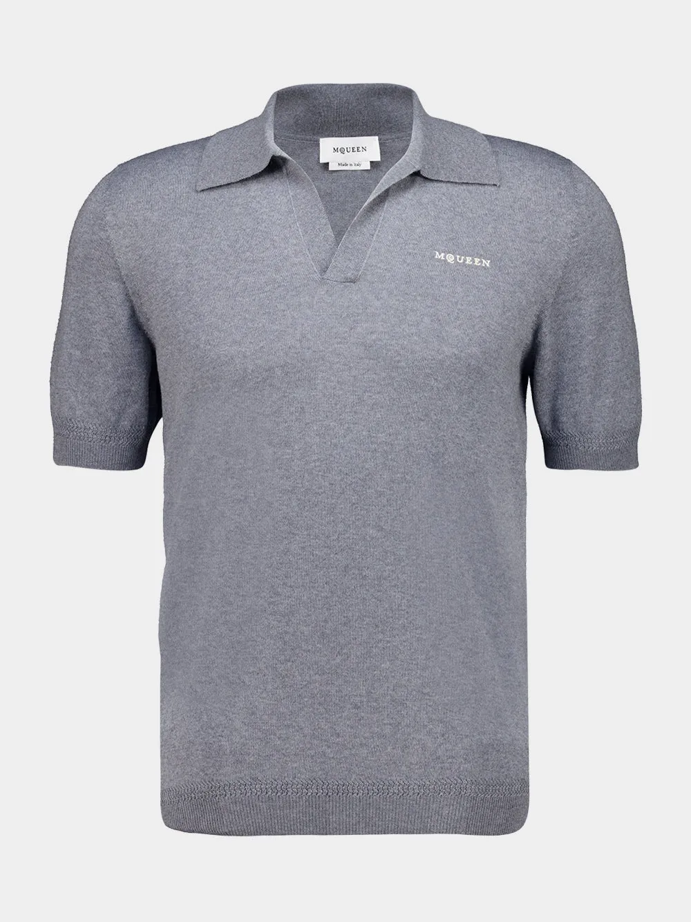 Grey Wool Short Sleeve Polo sold by Fashion Clinic