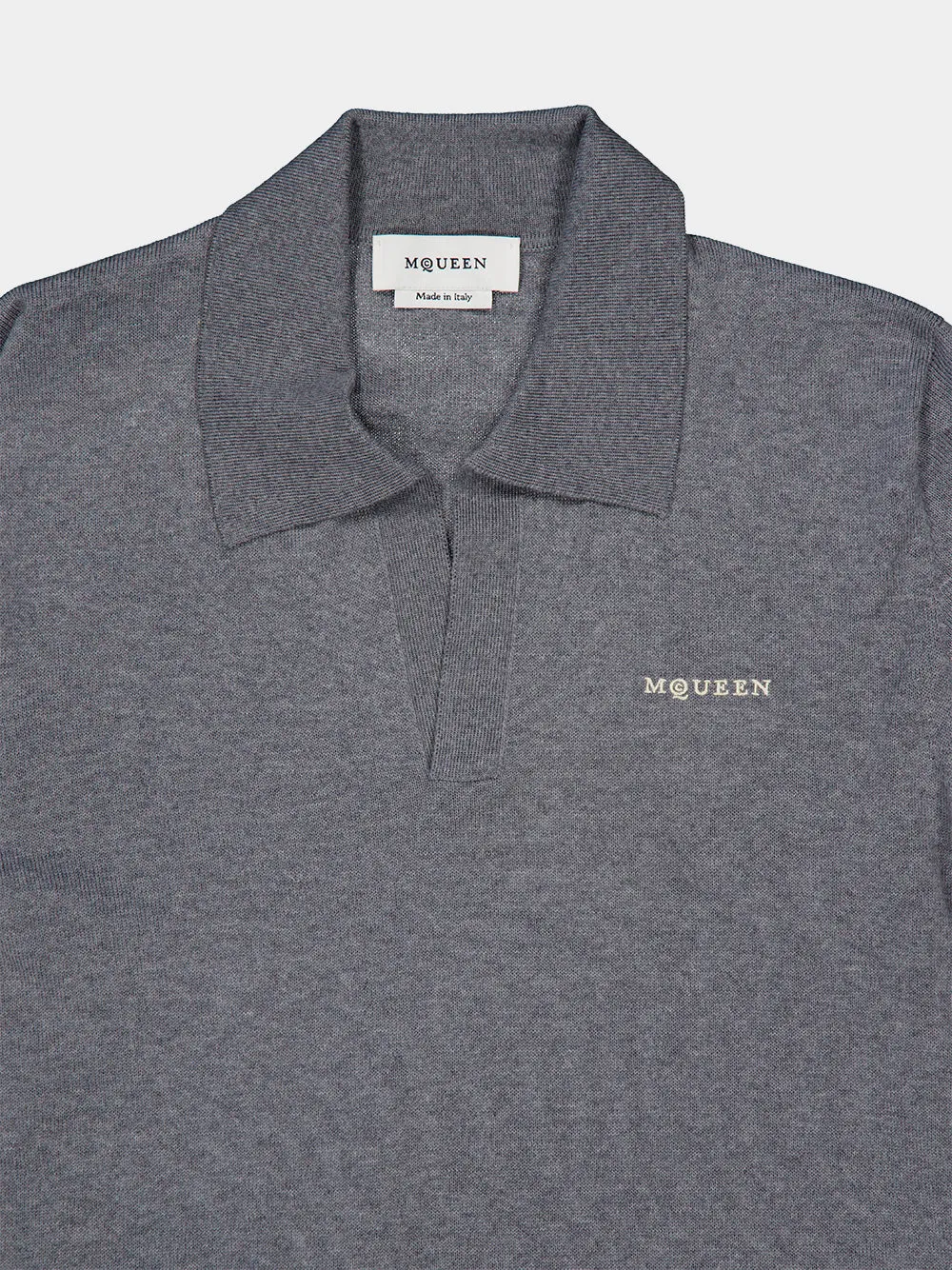 Grey Wool Short Sleeve Polo sold by Fashion Clinic product image thumbnail 3