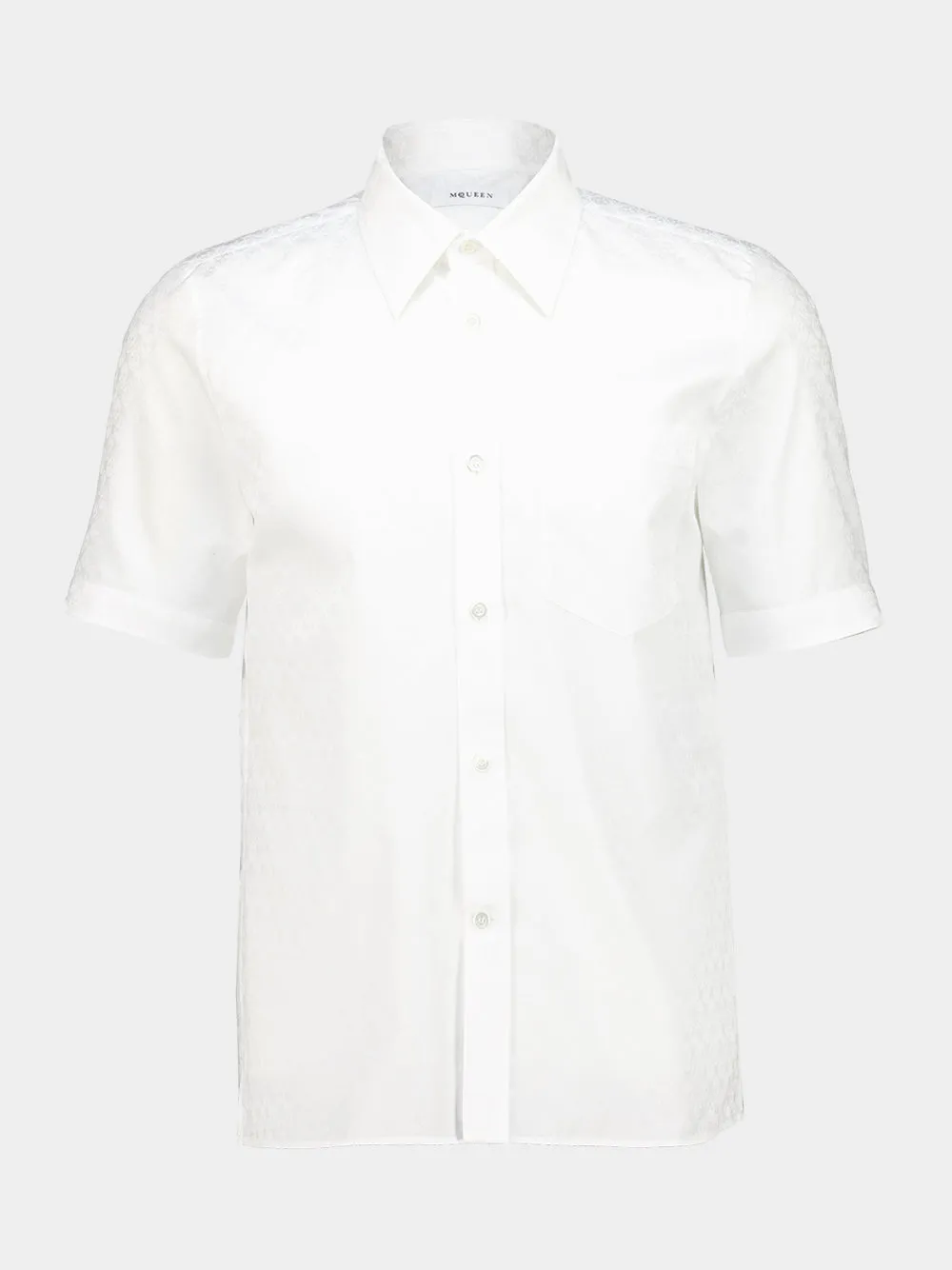 White Cotton Short Sleeve Shirt sold by Fashion Clinic
