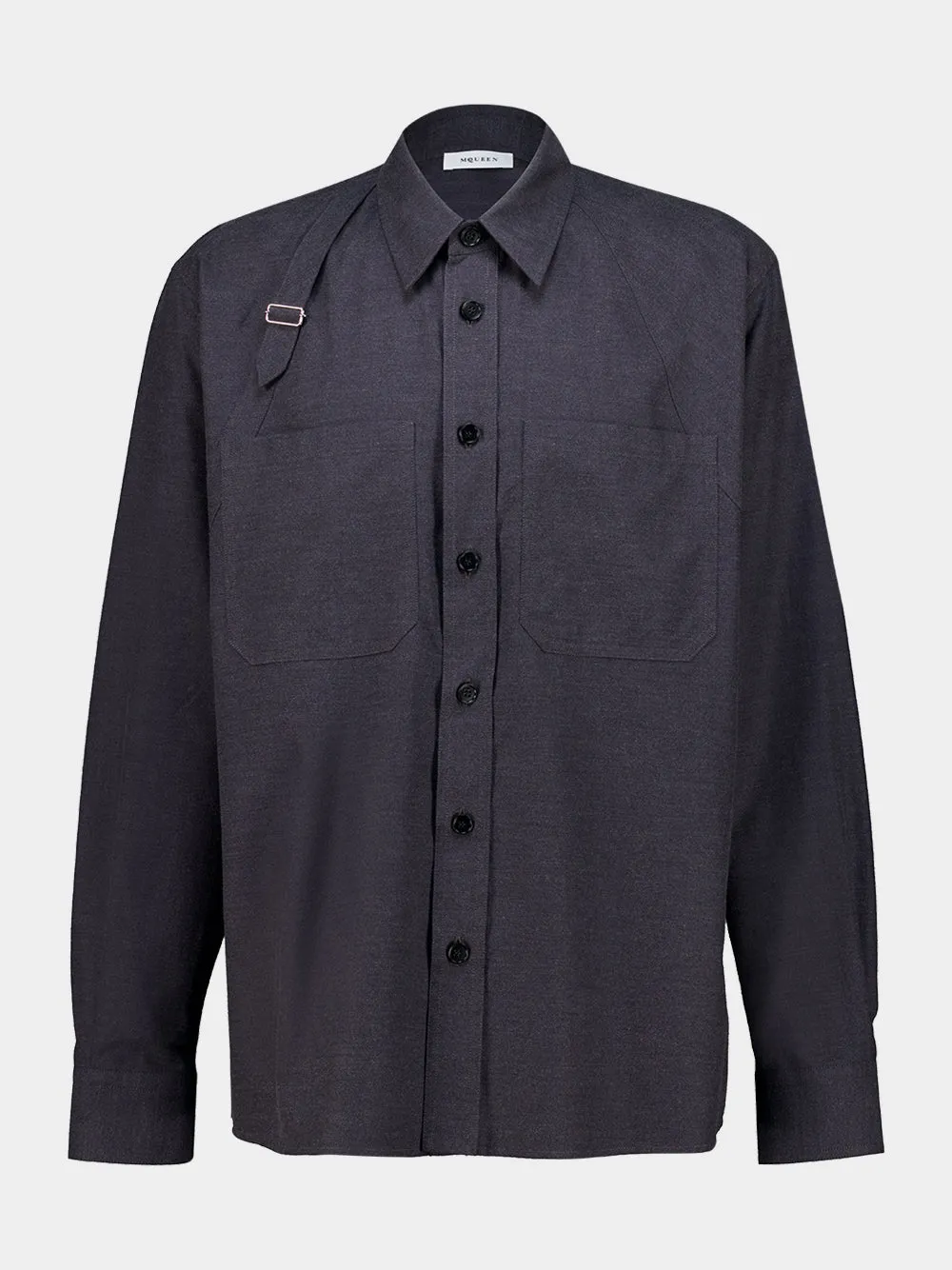 Charcoal Cotton Harness Overshirt sold by Fashion Clinic