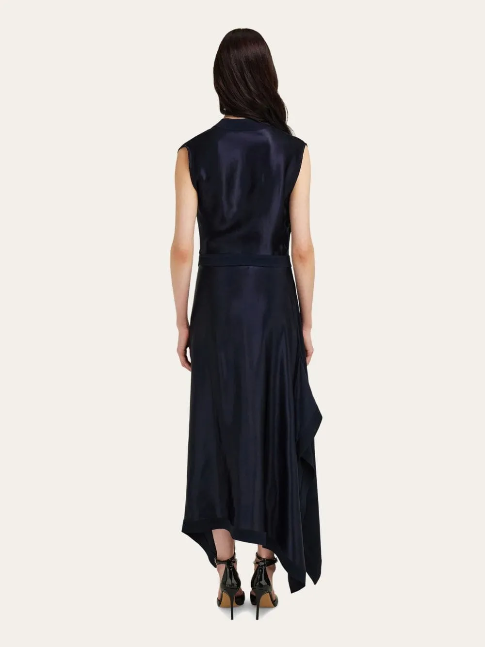 Navy Asymmetric Draped Dress sold by Fashion Clinic product image thumbnail 3