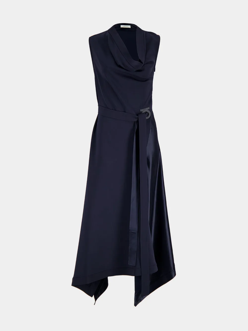 Navy Asymmetric Draped Dress sold by Fashion Clinic product image thumbnail 2