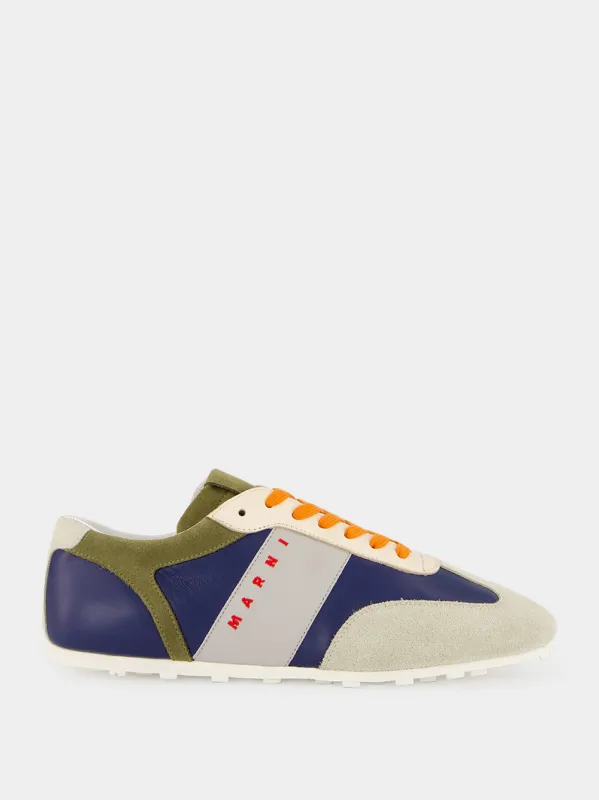 Blue and Multicolour Softy Soccer Low-Top Sneakers made by Marni