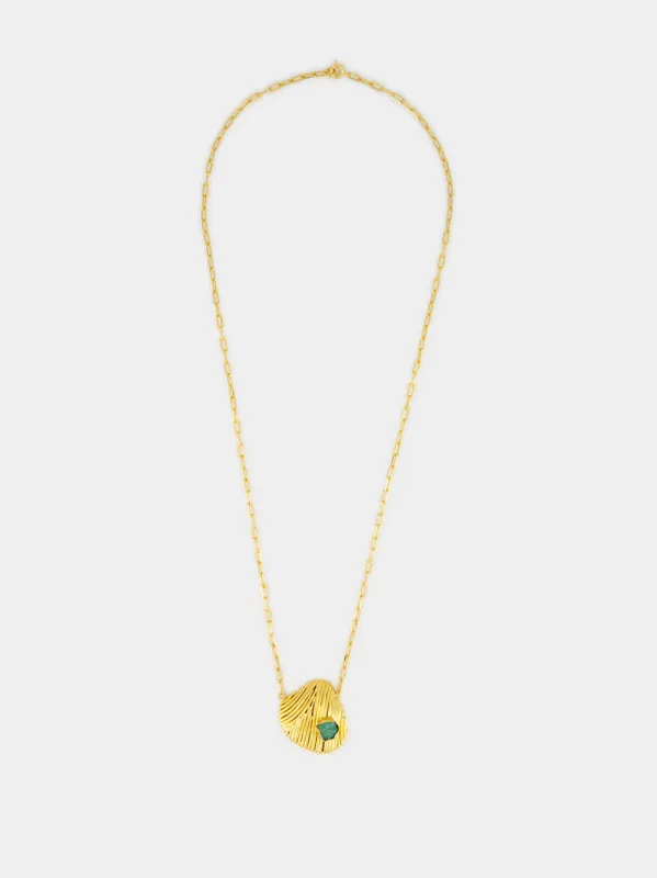 Gold Long Emerald Shell Necklace made by Fashion Clinic