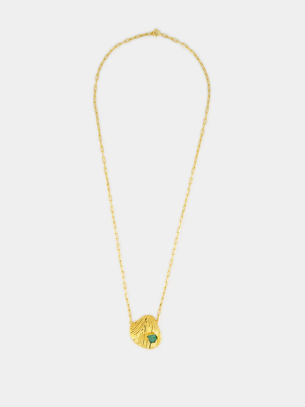 Gold Long Emerald Shell Necklace sold by Fashion Clinic