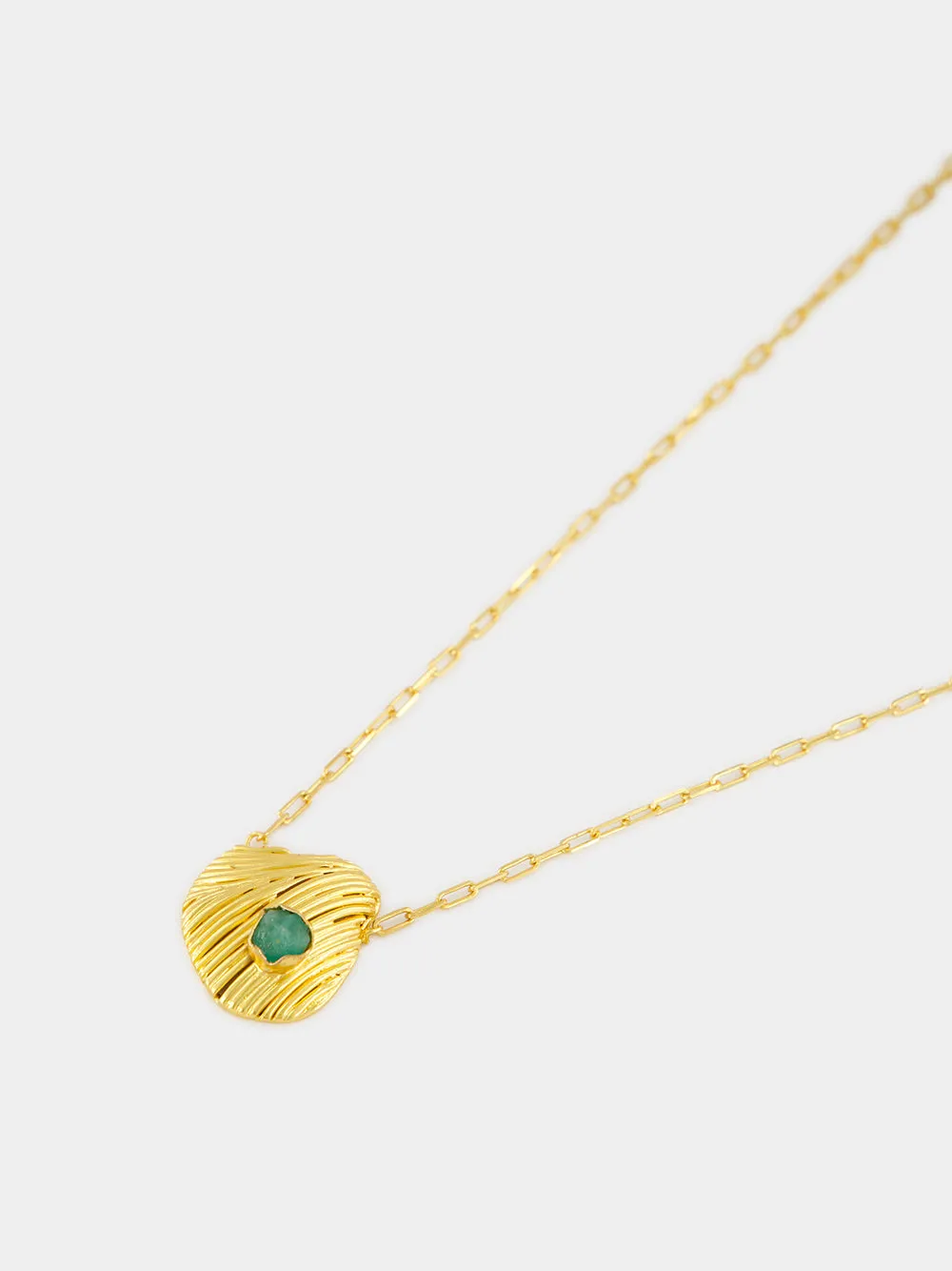 Gold Long Emerald Shell Necklace sold by Fashion Clinic product image thumbnail 2