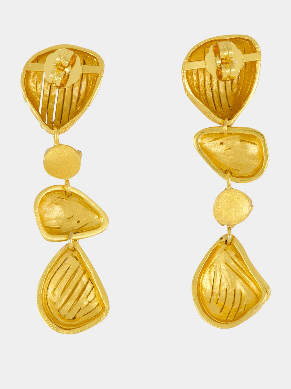 Gold Long Emerald Shell Drop Earrings sold by Fashion Clinic product image thumbnail 2
