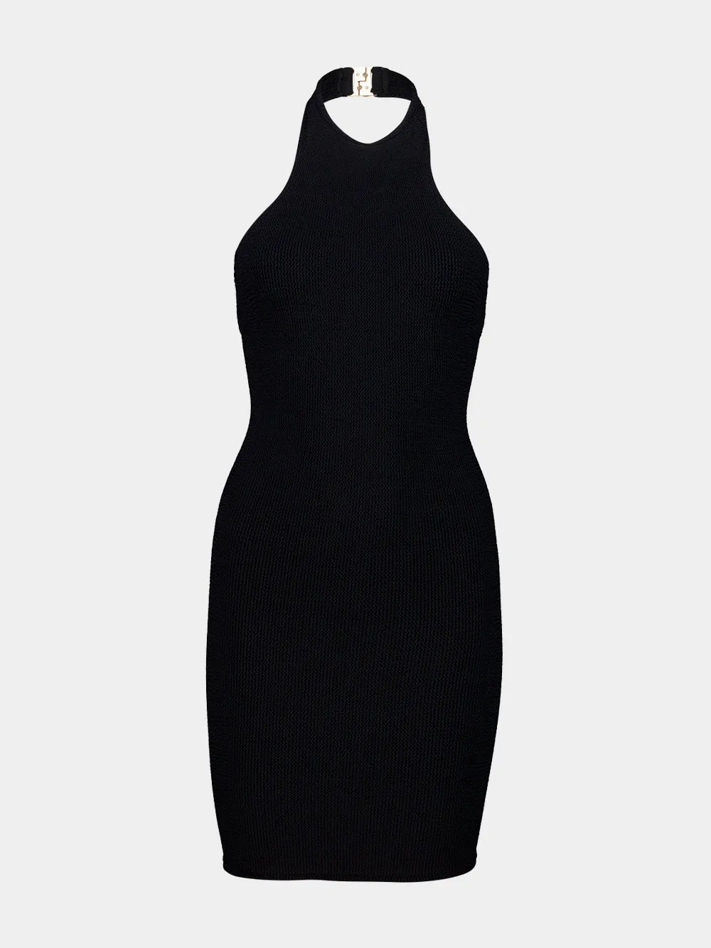 Black Crinkle Polly Mini Dress sold by Fashion Clinic