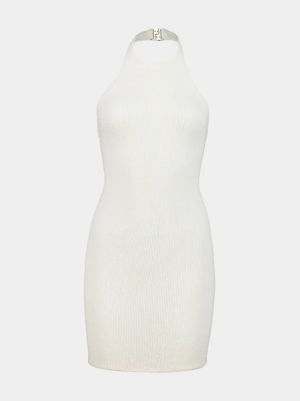 White Crinkle Polly Mini Dress made by Hunza G