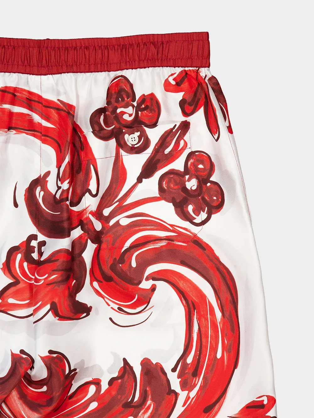 Red Majolica-Print Silk Vanity Bermuda Shorts sold by Fashion Clinic product image thumbnail 4