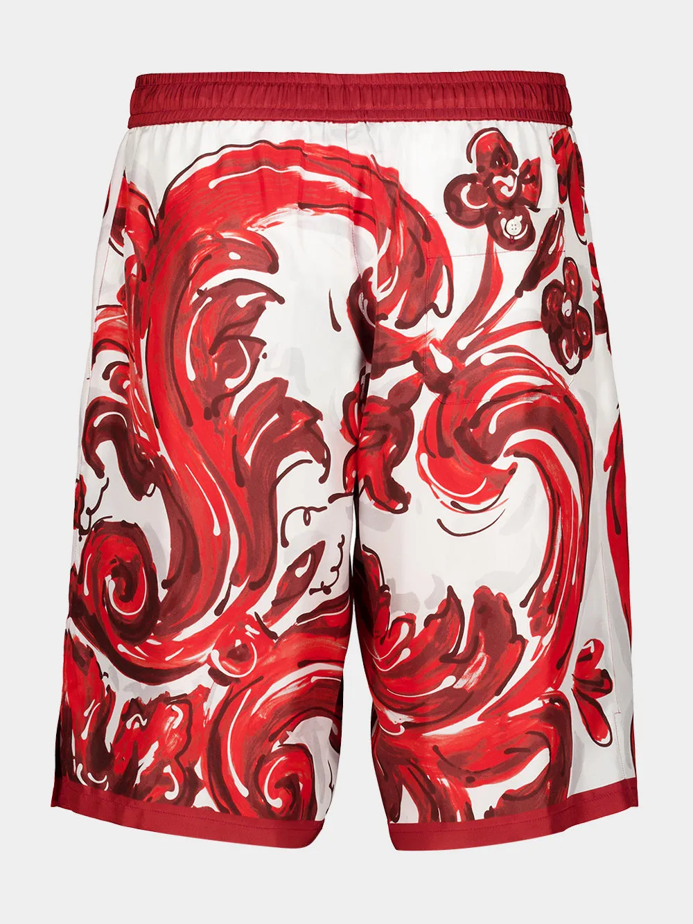Red Majolica-Print Silk Vanity Bermuda Shorts sold by Fashion Clinic product image thumbnail 2
