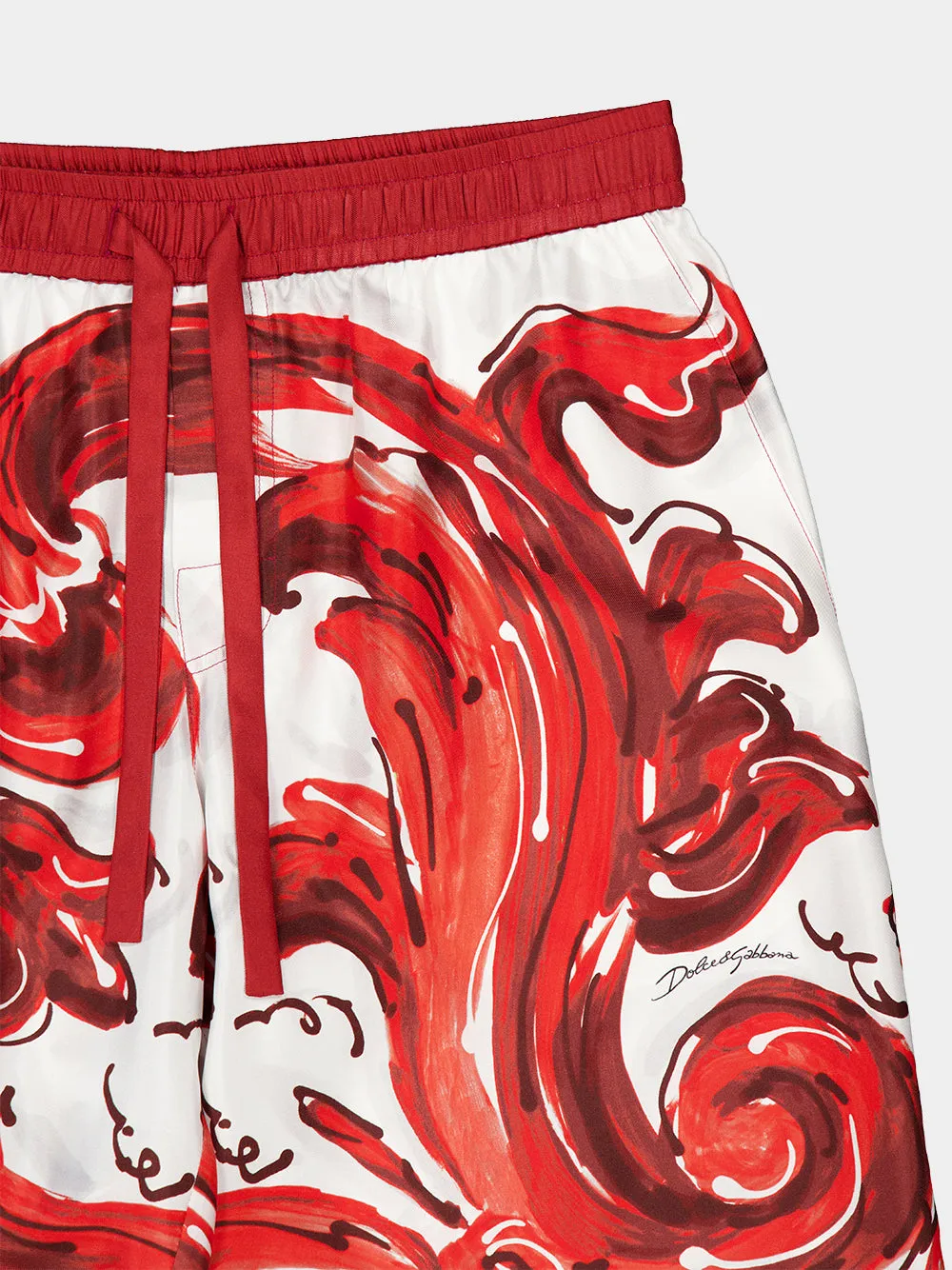 Red Majolica-Print Silk Vanity Bermuda Shorts sold by Fashion Clinic product image thumbnail 3