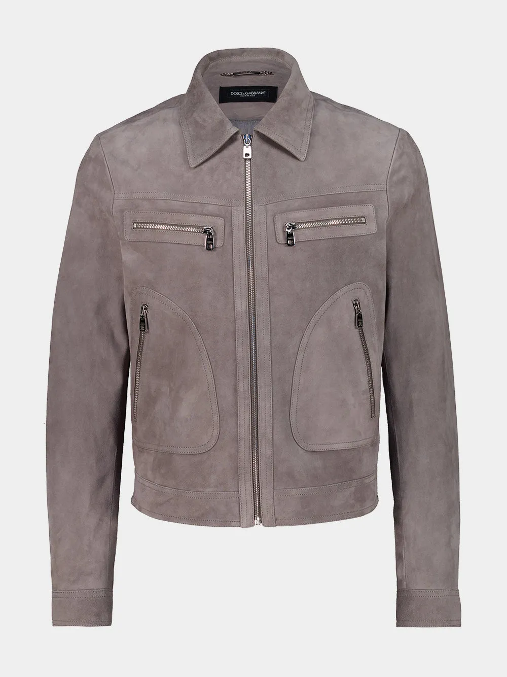 Grey Suede Intarsia Jacket sold by Fashion Clinic