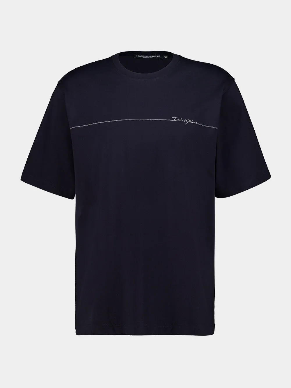 Dark Navy Blue Cotton Crewneck T-Shirt sold by Fashion Clinic
