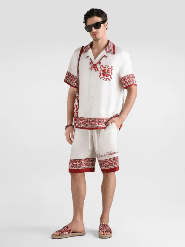Red Majolica-Print Silk Jacquard Hawaii Shirt made by Dolce & Gabanna