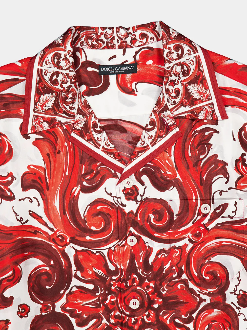 Red Majolica-Print Silk Hawaii Shirt sold by Fashion Clinic product image thumbnail 5