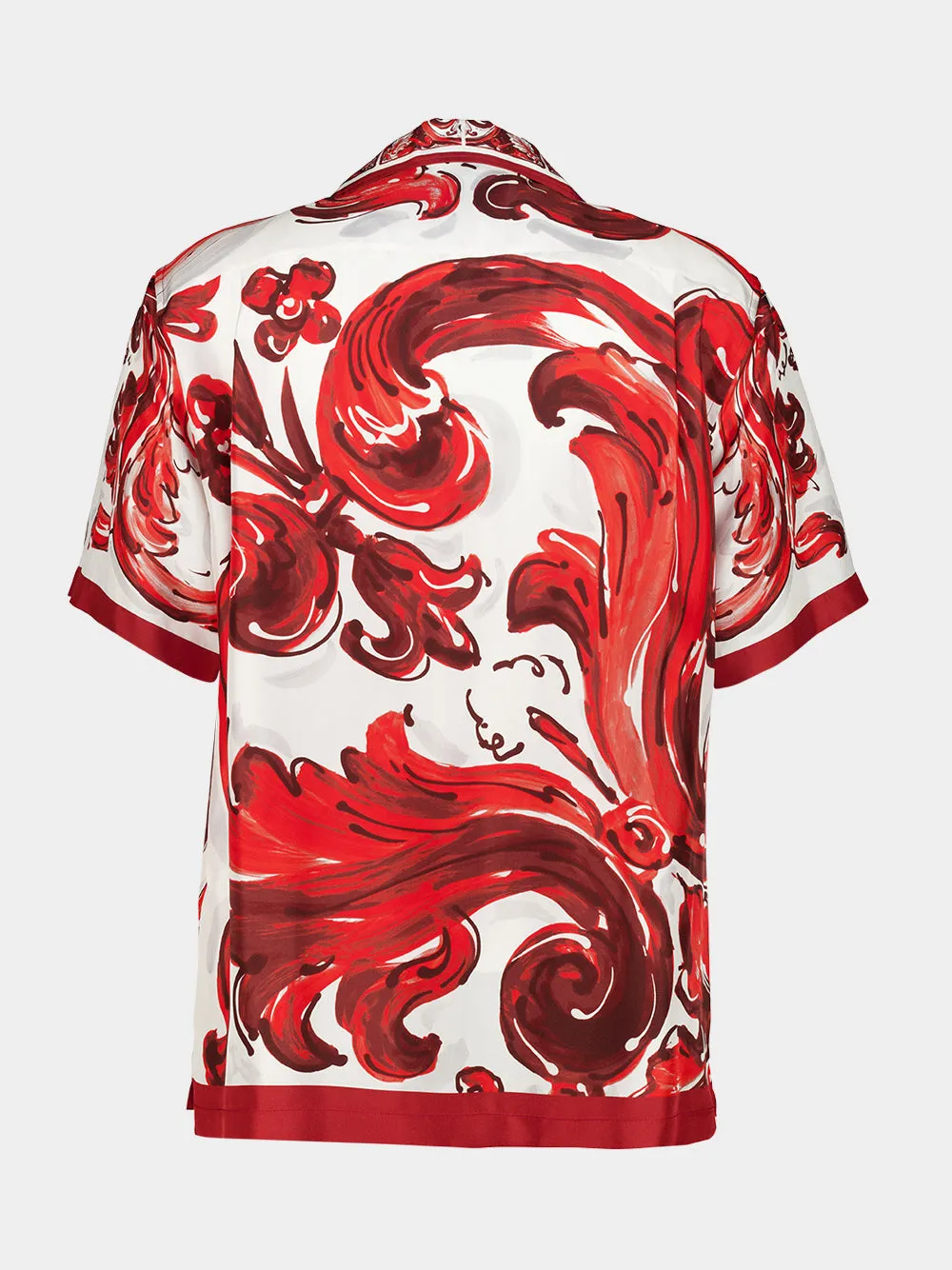 Red Majolica-Print Silk Hawaii Shirt sold by Fashion Clinic product image thumbnail 3
