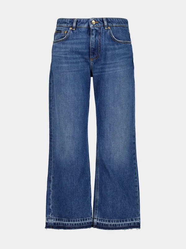 Blue Wide-Leg Mid-Rise Denim Jeans made by Dolce & Gabanna