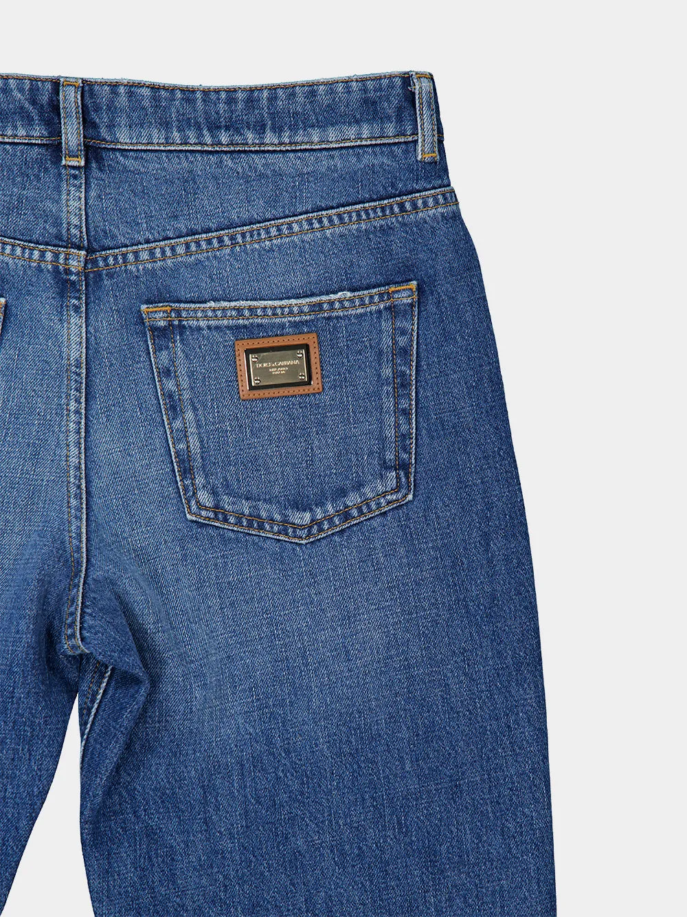 Blue Wide-Leg Mid-Rise Denim Jeans sold by Fashion Clinic product image thumbnail 5