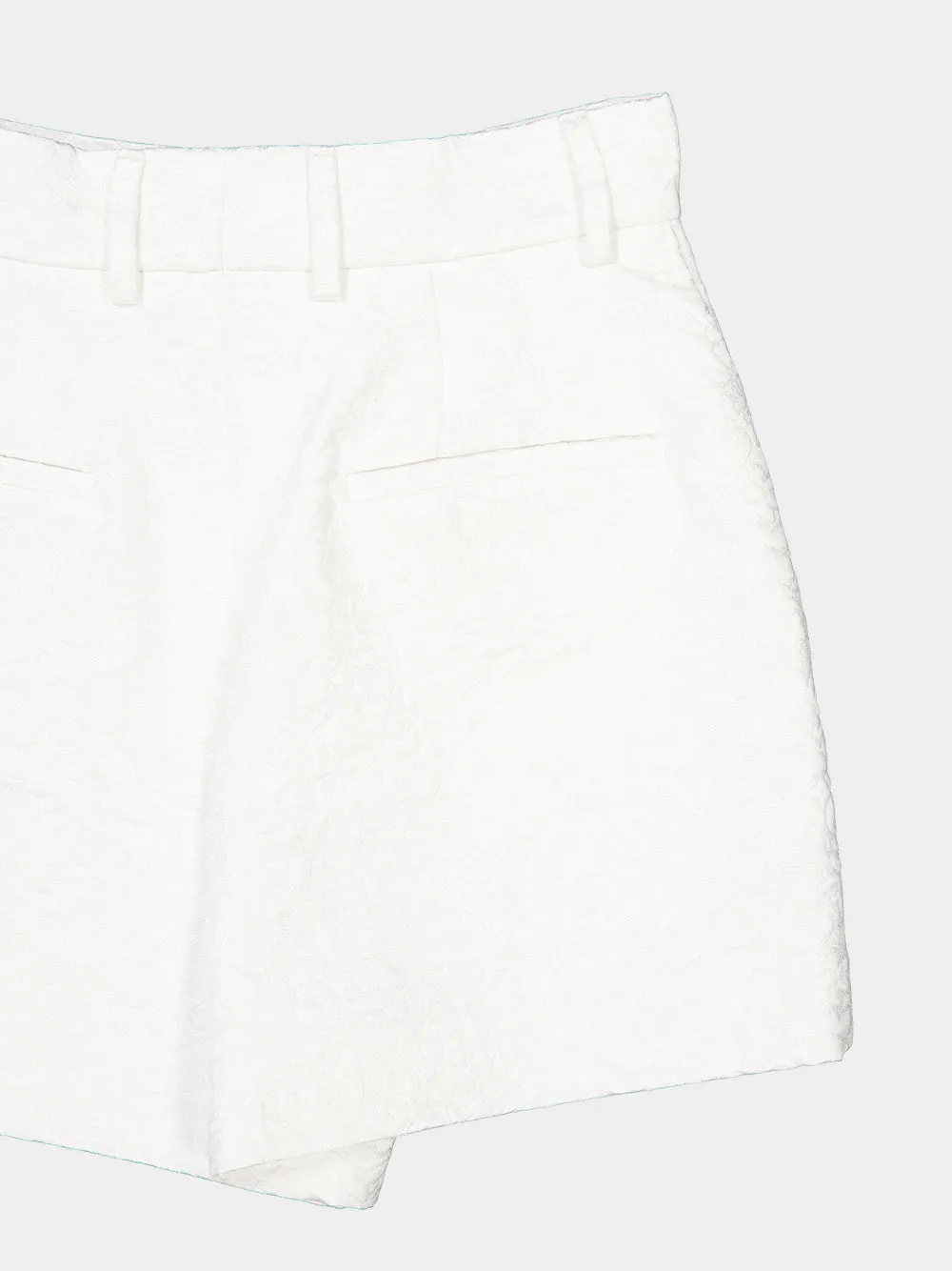 White Quilted Jacquard Floral Shorts sold by Fashion Clinic product image thumbnail 4