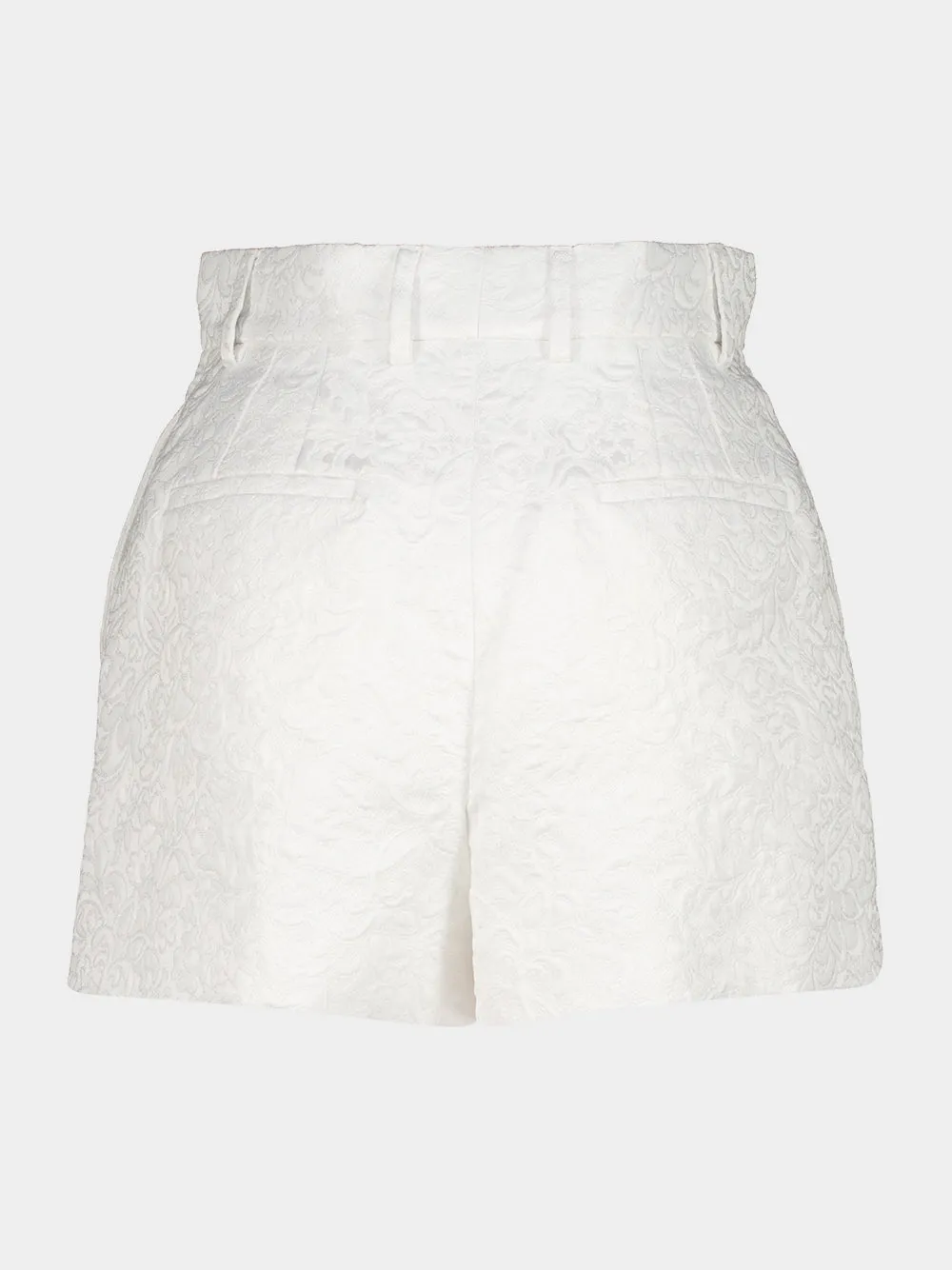 White Quilted Jacquard Floral Shorts sold by Fashion Clinic product image thumbnail 2