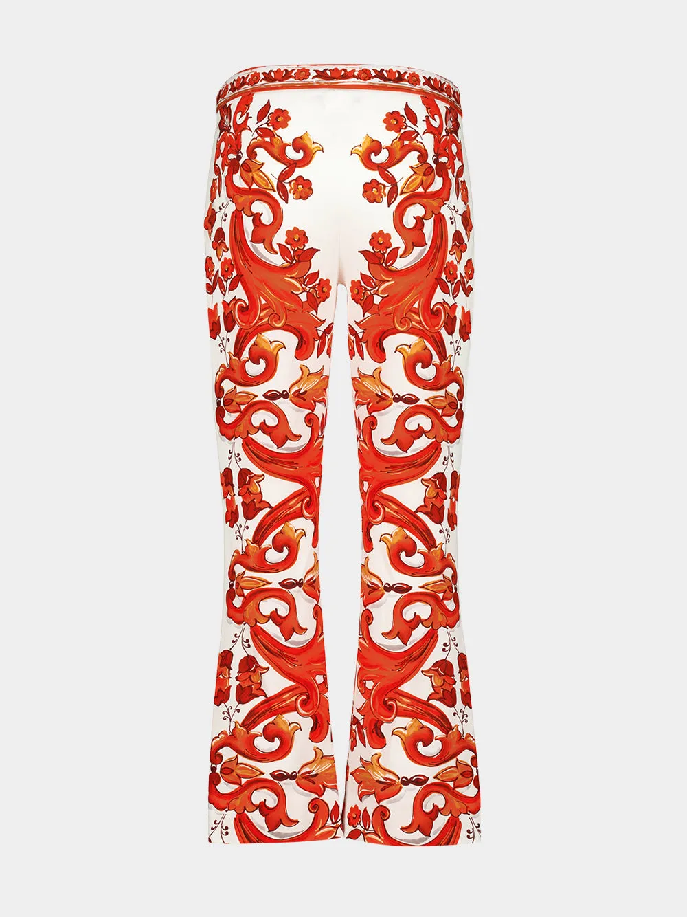 Orange Majolica-Print Silk Flared Trousers sold by Fashion Clinic product image thumbnail 2