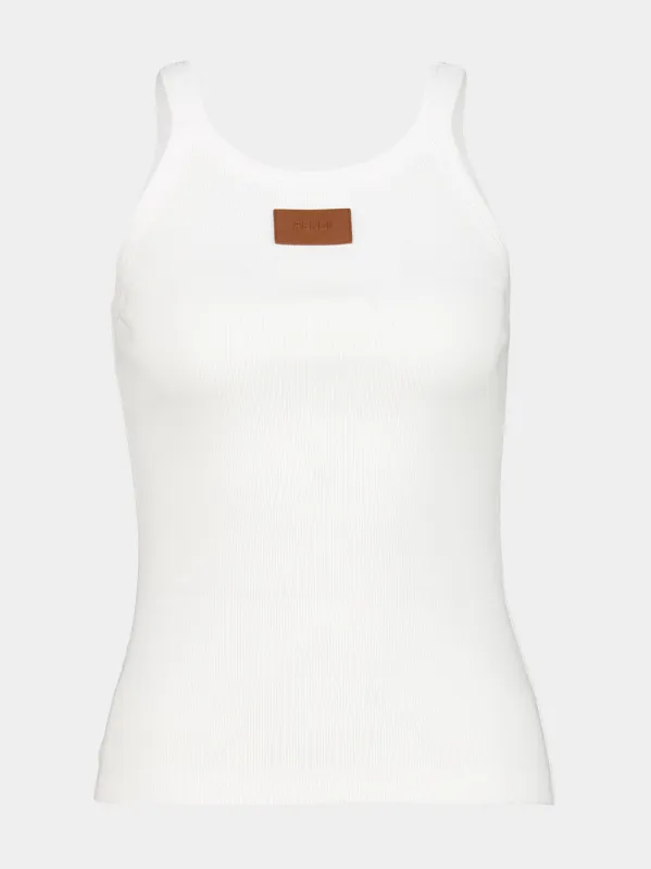 White Cotton Slim-Fit Tank Top made by Fendi