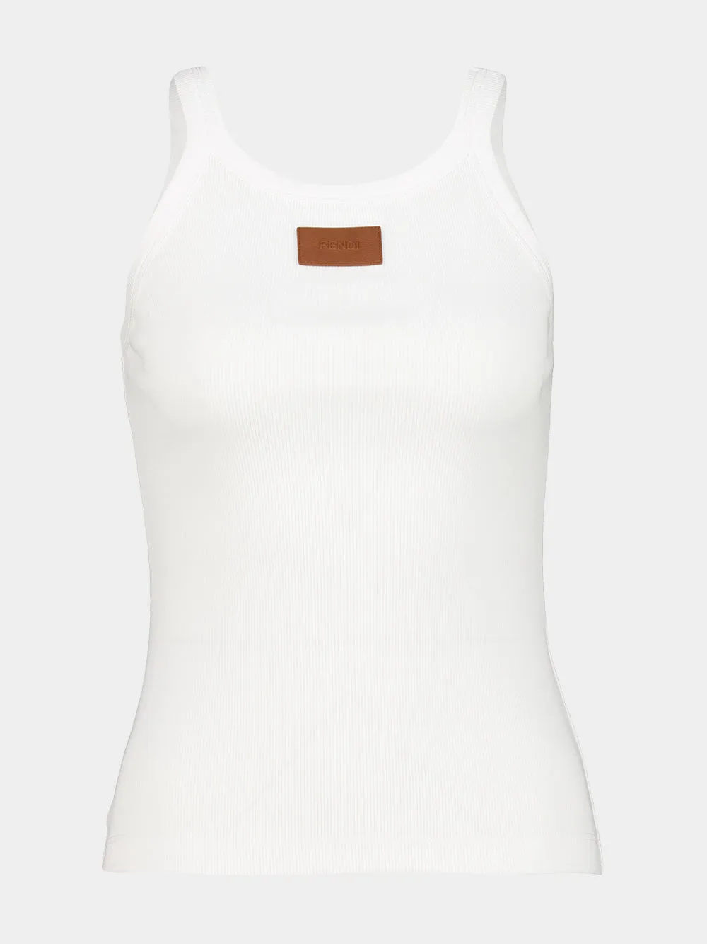 White Cotton Slim-Fit Tank Top sold by Fashion Clinic